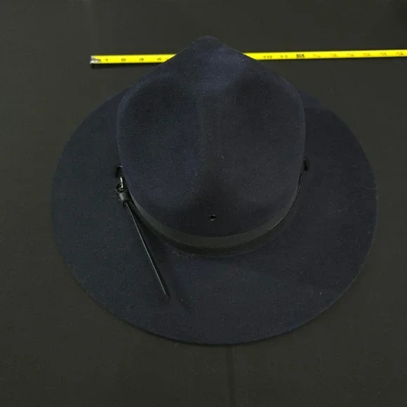 Beaver Quality XXXX Straw Oval Officer Troper Hat Men Black Brimmed Fedora 7 5/8 - Picture 2 of 9